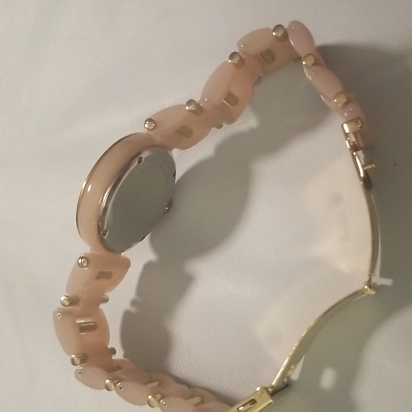 Women's Michael Kors Stainless Steel Pink Resin & Goldtone Link Bracelet Band - Picture 10 of 11